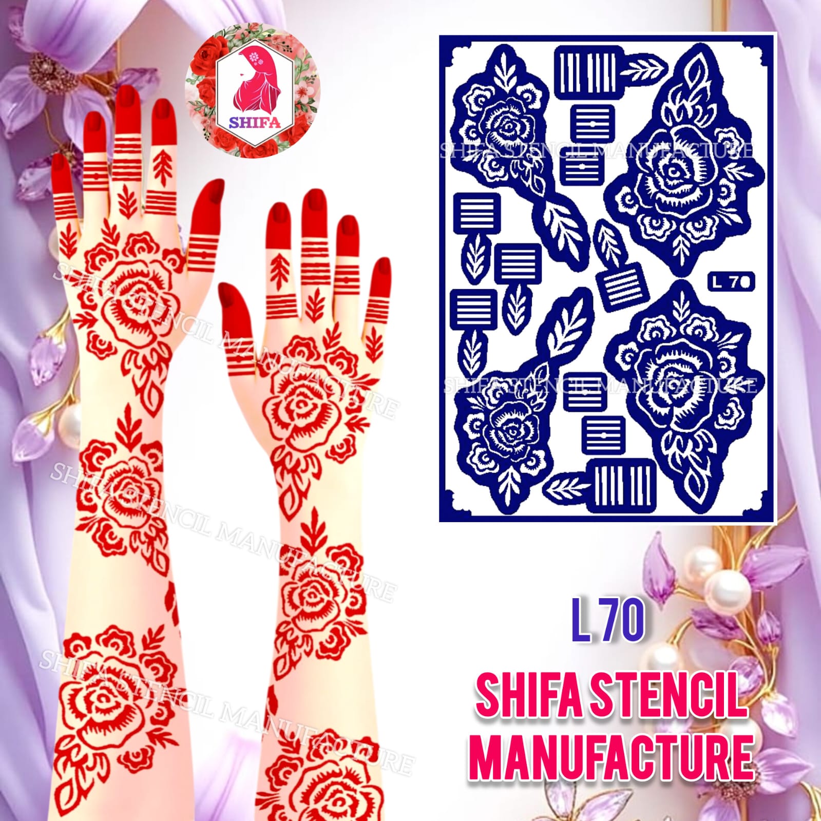 L70 Festive Floral Fusion - Sticker Overview - Shifa Stencil Manufacturer